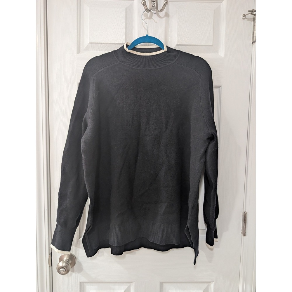 Maeve Anthropologie, Medium, Mock‎ Neck Black Oversized Sweater, Classic